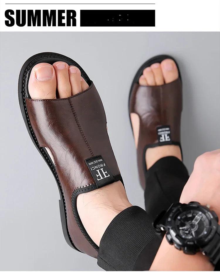 Brand Men's Sandals New Casual Shoes High Quality Soft Sole Men Slippers Outdoor Comfor Beach Shoes Leather Flat Sandals for Men