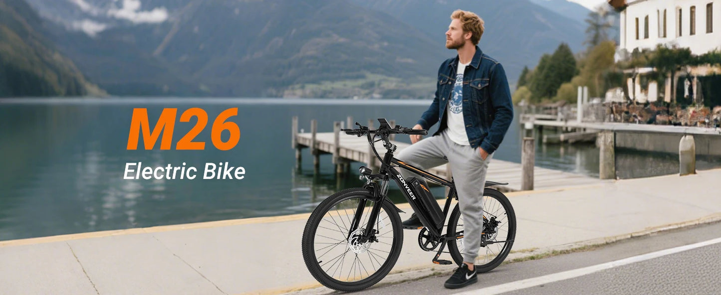【1 Year Warranty】M26 Electric Bicycle 1000W Peak Motor 360WH Lithium Battery Electric Bike  26 Inch city E-bike UL2849