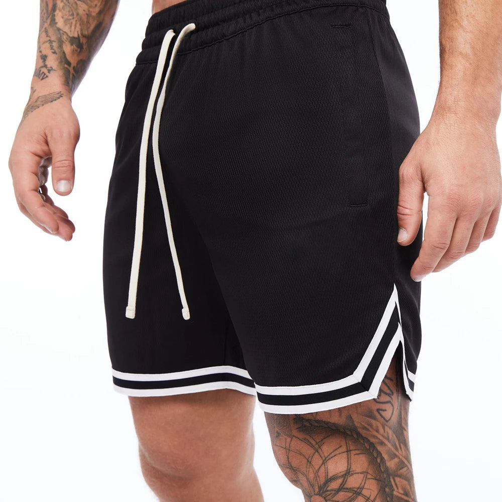 Mens Basketball Shorts Summer Gym Fitness Sports Training Running Workout Quick-Drying Jogger Male Orange Five-Point Short Pants