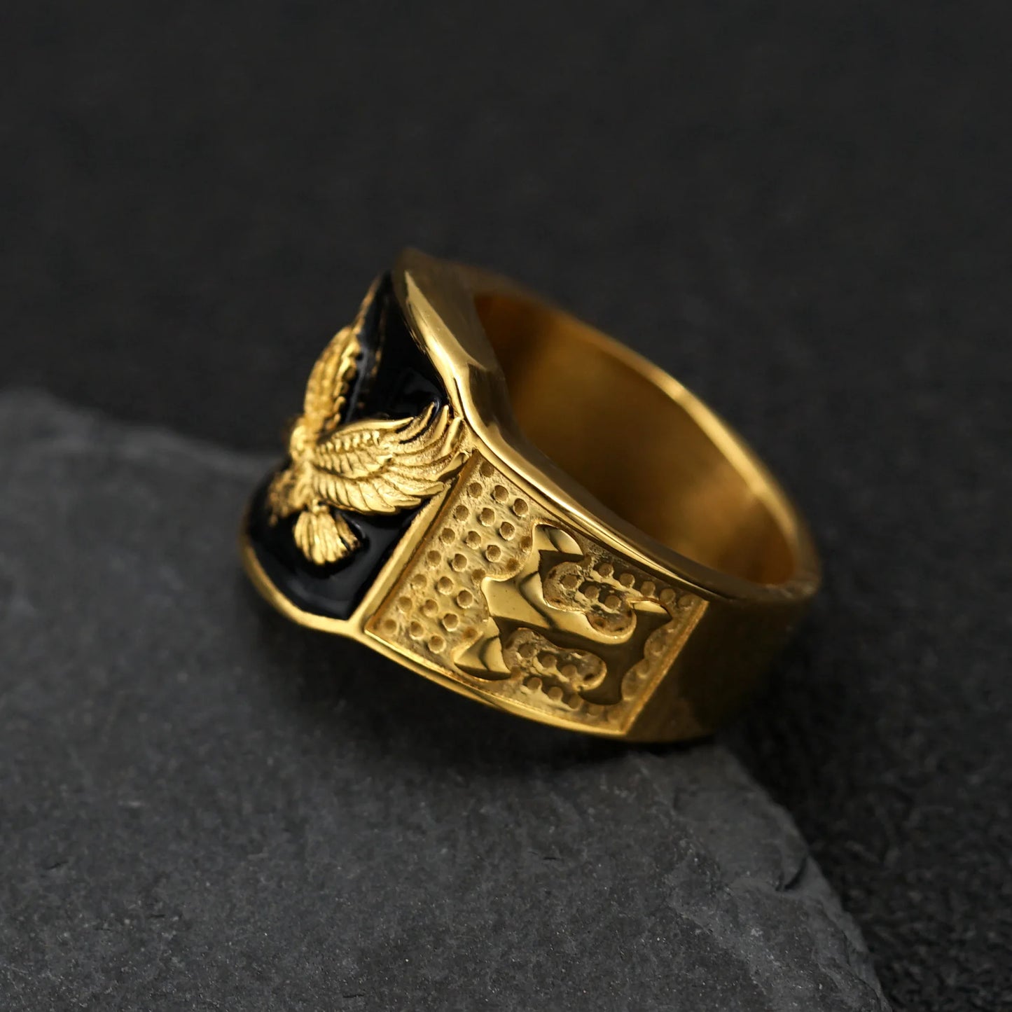Domineering gold color stainless steel Eagle Rings for Men Classic Ring Hip Hop Rock Party Jewelry Gift