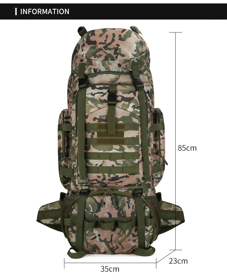 90L Travel Bag Camping Backpack Tactical Hiking Climbing Bags Outdoor Mountaineering Large Sport Bag Men Luggage Molle Rucksack