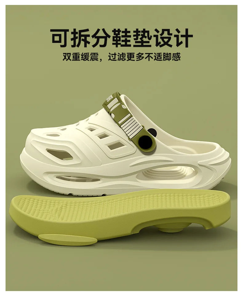 Men's summer outdoor sandals for 2025, new trendy thick sole, anti-slip, odor-resistant, two-way wear, men's flip-flops