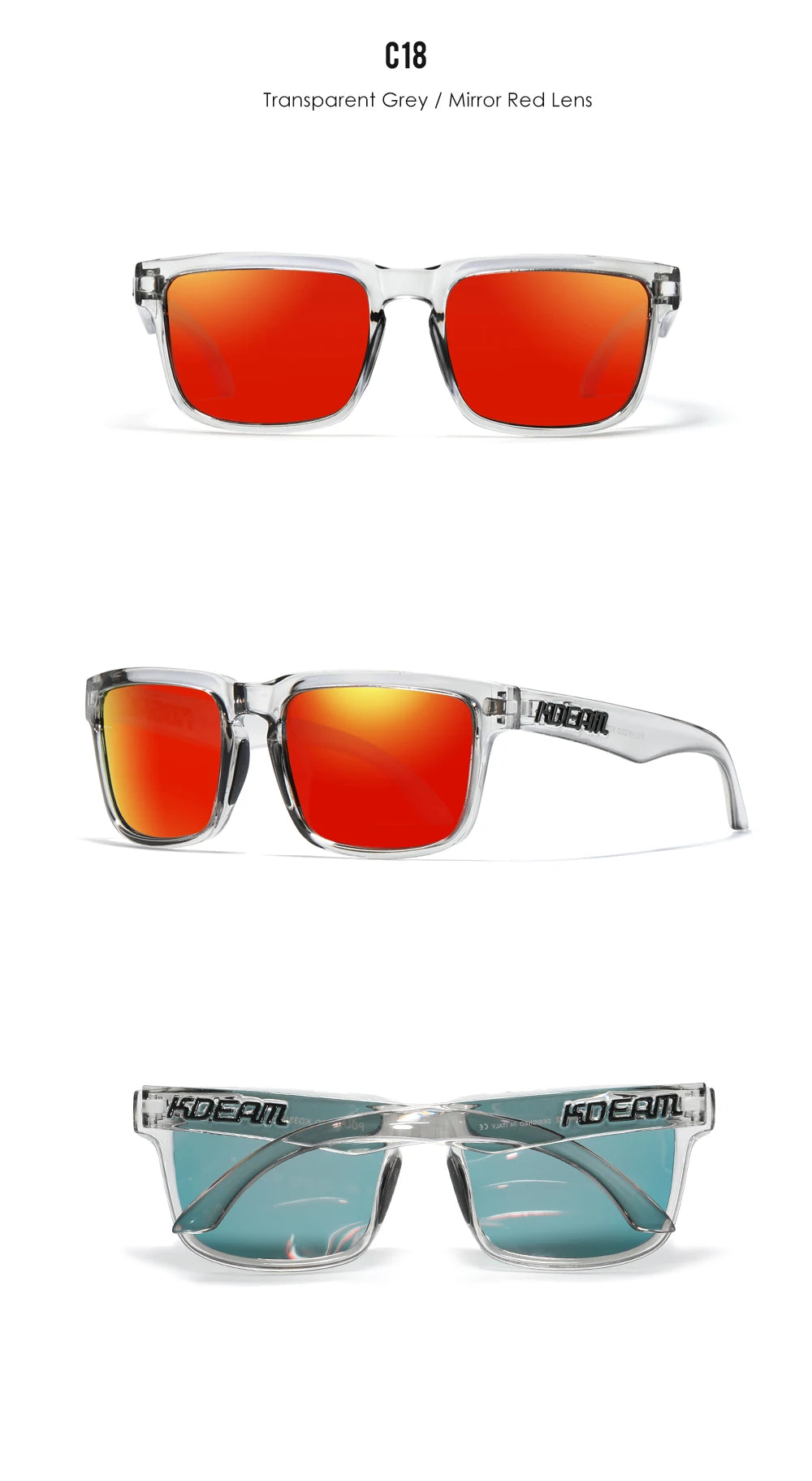 KDEAM Fishing Men's Sunglasses Polarized Classic Square Shades Unisex Size With Packaging