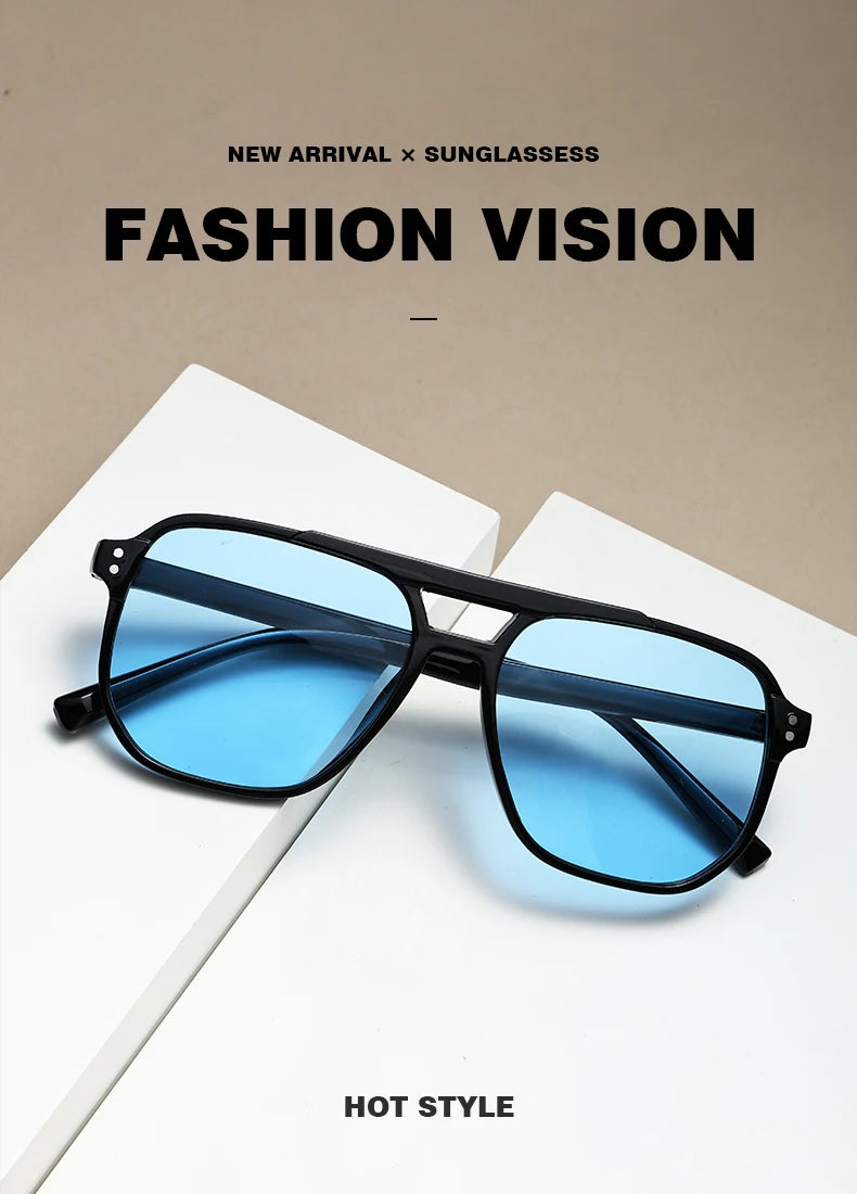 6pcs Combination Fashion Rivet Double Beam Men's Sunglasses Pilot Sun Glasses Cross-border Riding Driving