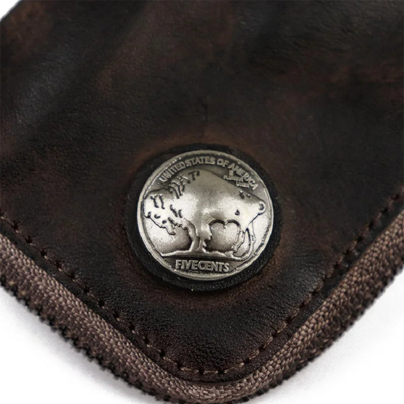 Natural Leather Key Wallet for Men Short Zipper Car Key Holder Real Leather Coin Purse Card Case Bag Keys Organizer Housekeeper