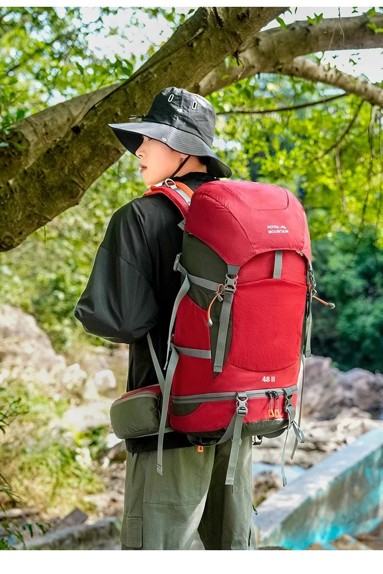 48L Camping Backpack Travel Bag For Men Large Capacity Outdoor Sport Trekking Hiking Mountaineering Shoulder Bag with Rain cover