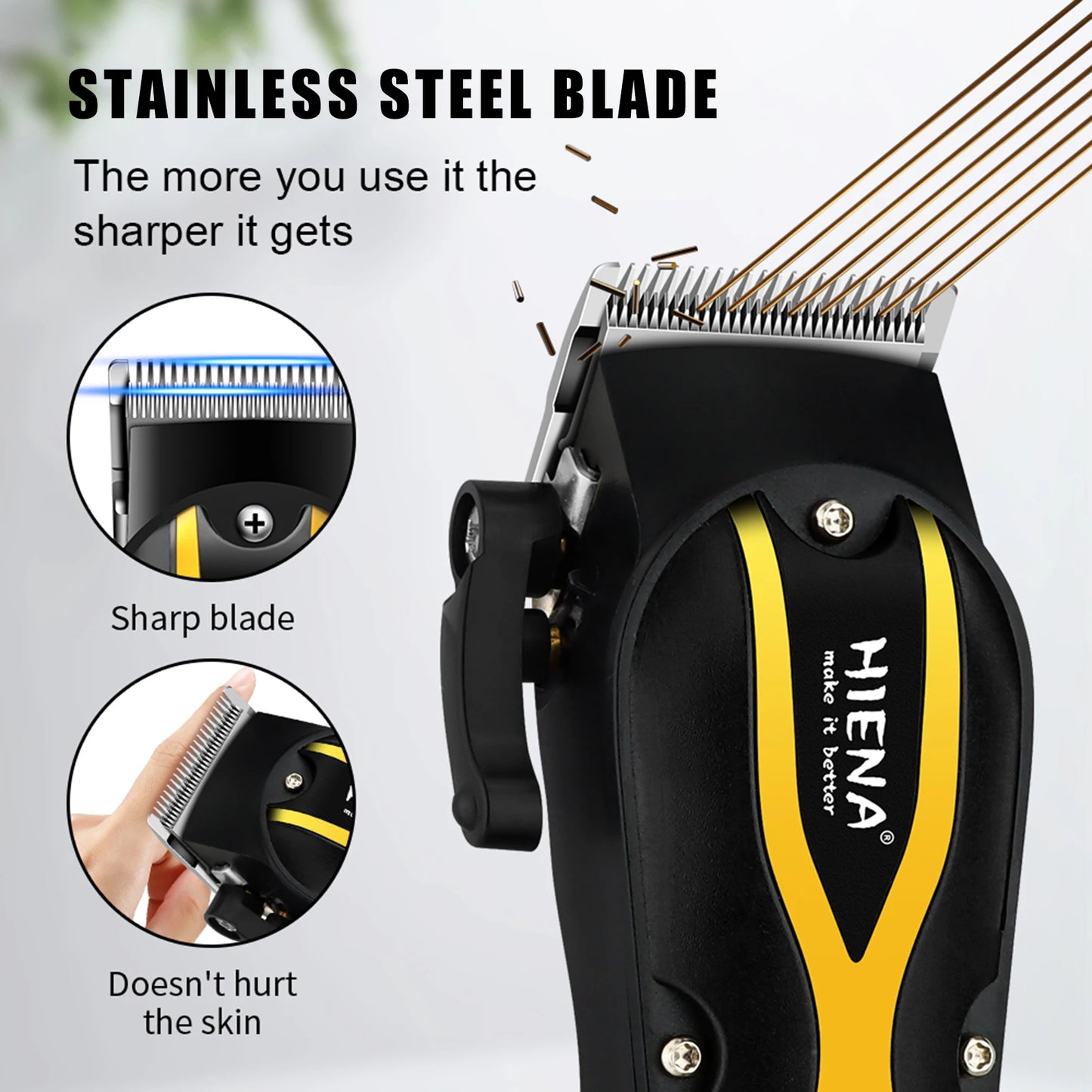 HIENA Hair Clippers for men Rechargeable Cordless Hair Trimmer Head Shavers haircut Professional barber hair cutting machine
