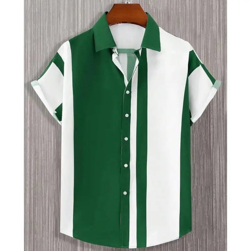 Simple Shirts For Men 3d Stripe Printed Men'S Clothing Loose Oversized And Blooms Casual Short Sleeved Daily Street Tops