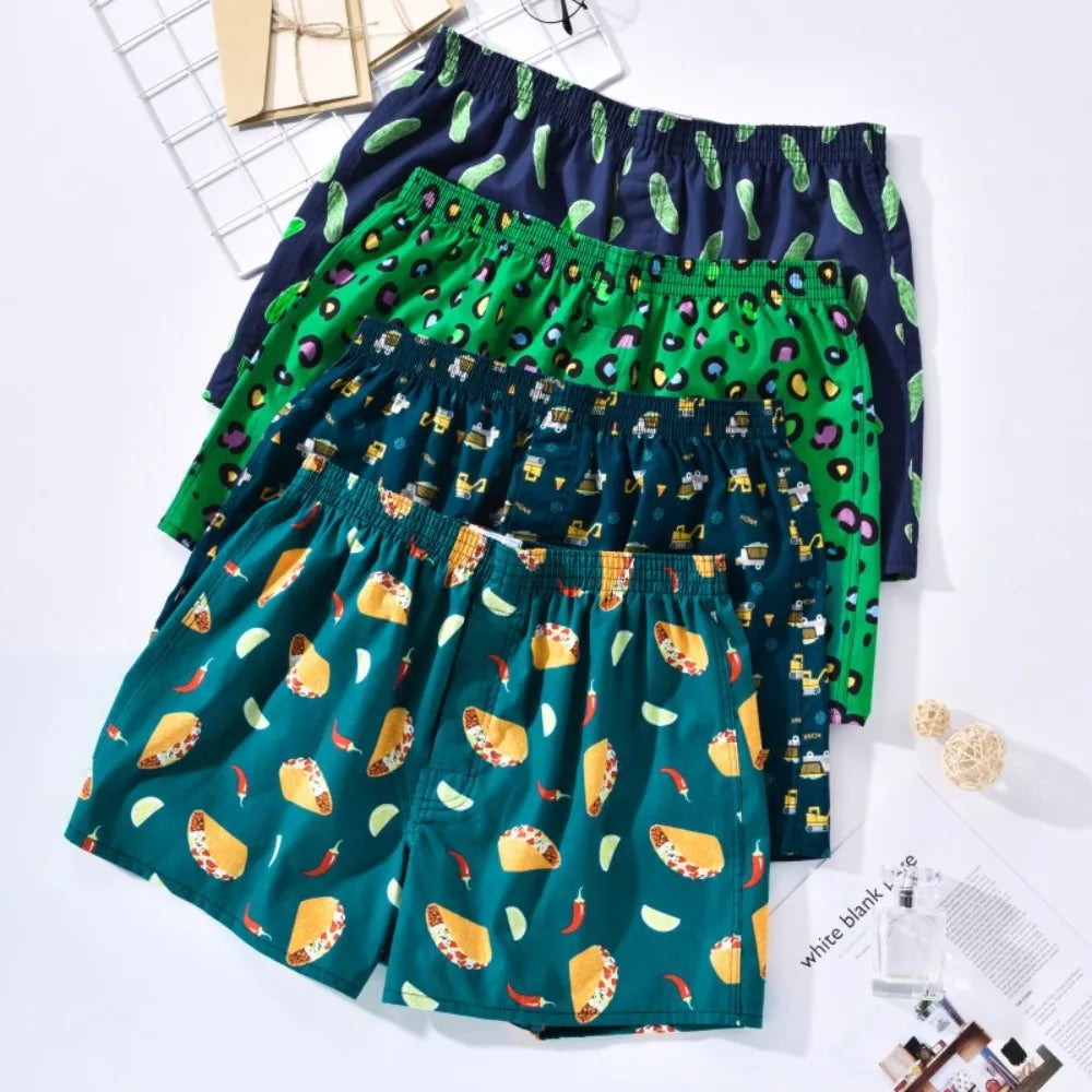 1PC 100% cotton men's underwear soft comfortable men's underwear men's shorts home loose elastic men's printed pants breathable