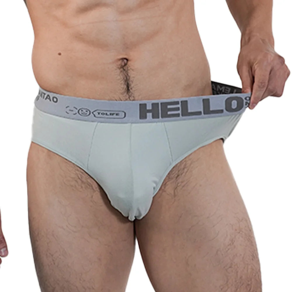 Mens Underwear Cotton Breathable Triangular Panty Fashion Sexy Slip U Underpants Hot Bikini Mid-Waist High Elasticity Men Briefs