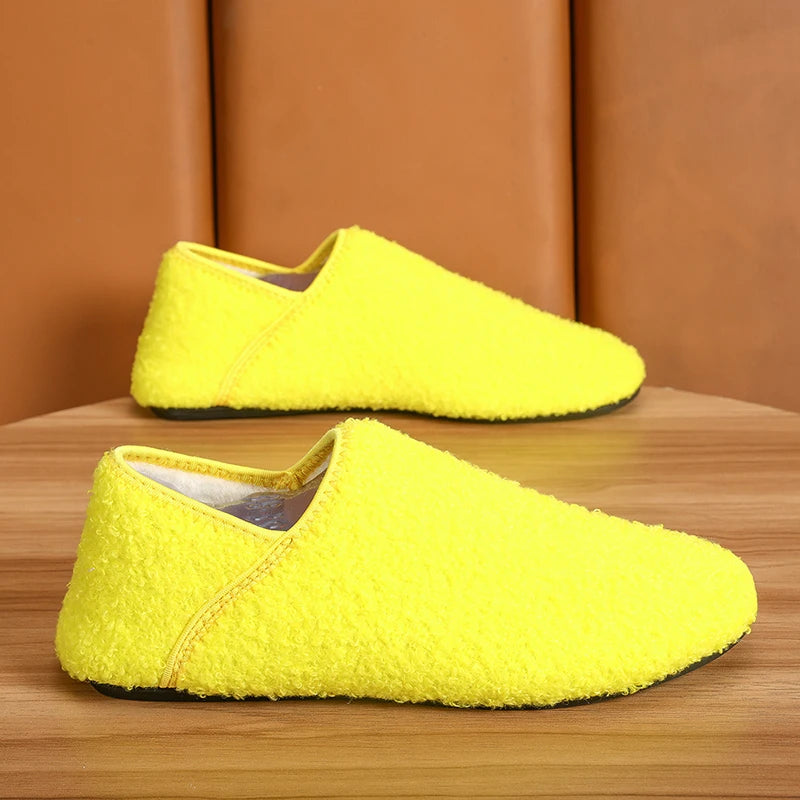 Men Winter Slippers Women Warm Shoes Soft Plush Flats Casual Shoes Male Loafers Lightweight Home Walking Couples Shoes Footwear