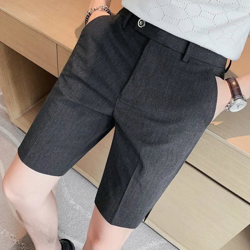Suit Shorts Summer Men's Pants Straight-leg Casual Handsome Small Trousers Versatile Five-quarter Pants Loose Causal Chic Pants