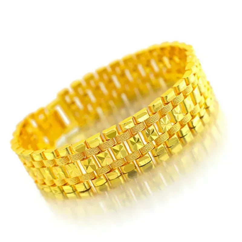 Gold bracelet 24k domineering watch chain real gold jewelry AU999 high-end atmospheric  pure  men and womenValentine's Day gifts