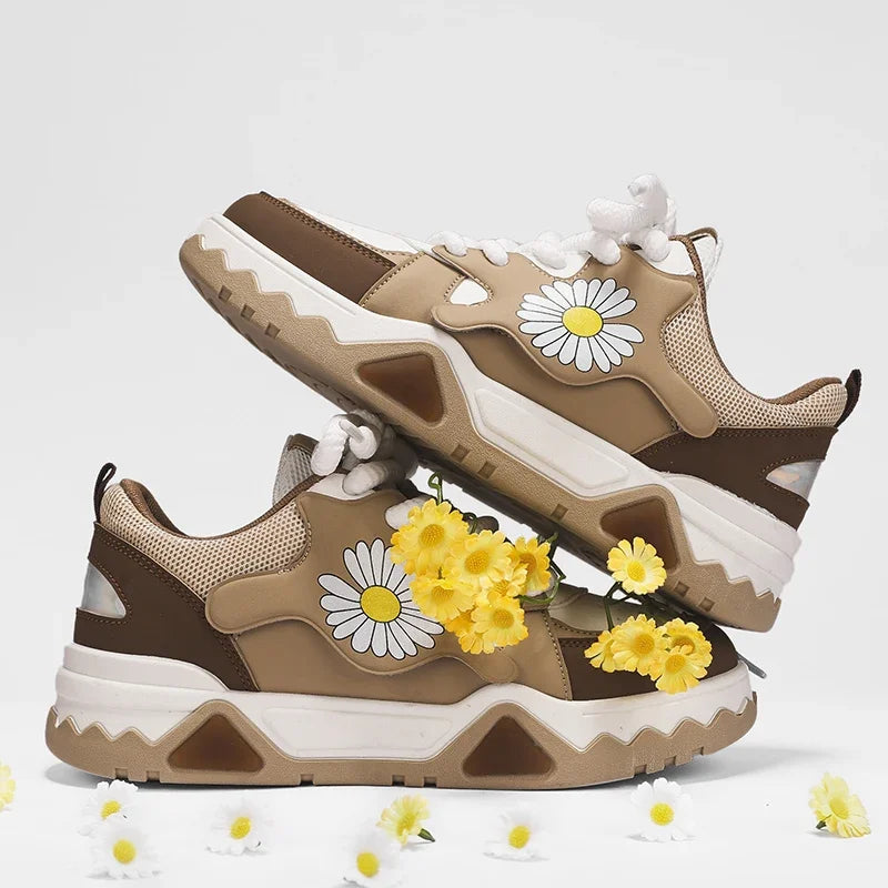 Sneakers Men Trendy Mixed Color Lace-up Thick-soled Casual Shoes Non-slip Shoe Round Toe Men Board Shoes Zapatillas Hombre