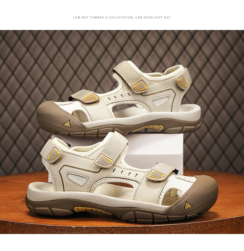 New Fashion Summer Casual Men's Shoes Beach Sandals Quality Closed Toe Sandals Soft Breathable Large Size Men Sandals Size 38-46