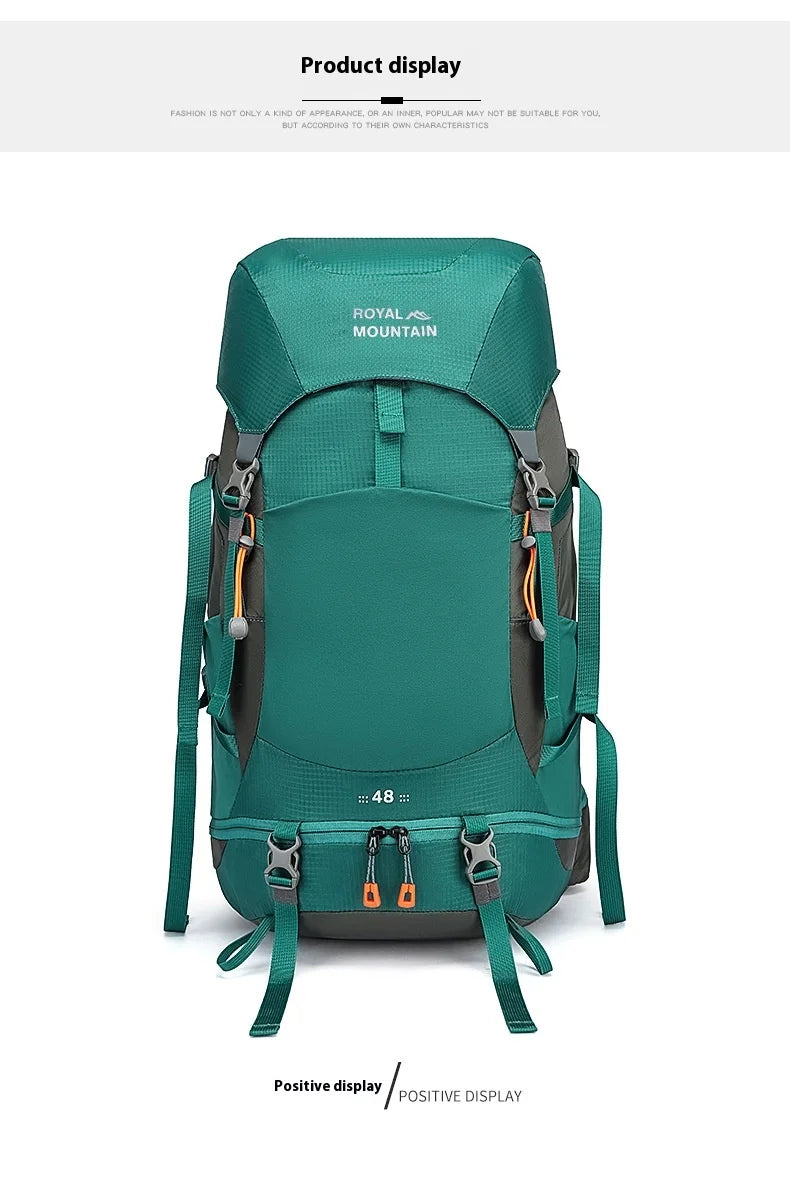 48L Camping Backpack Travel Bag For Men Large Capacity Outdoor Sport Trekking Hiking Mountaineering Shoulder Bag with Rain cover