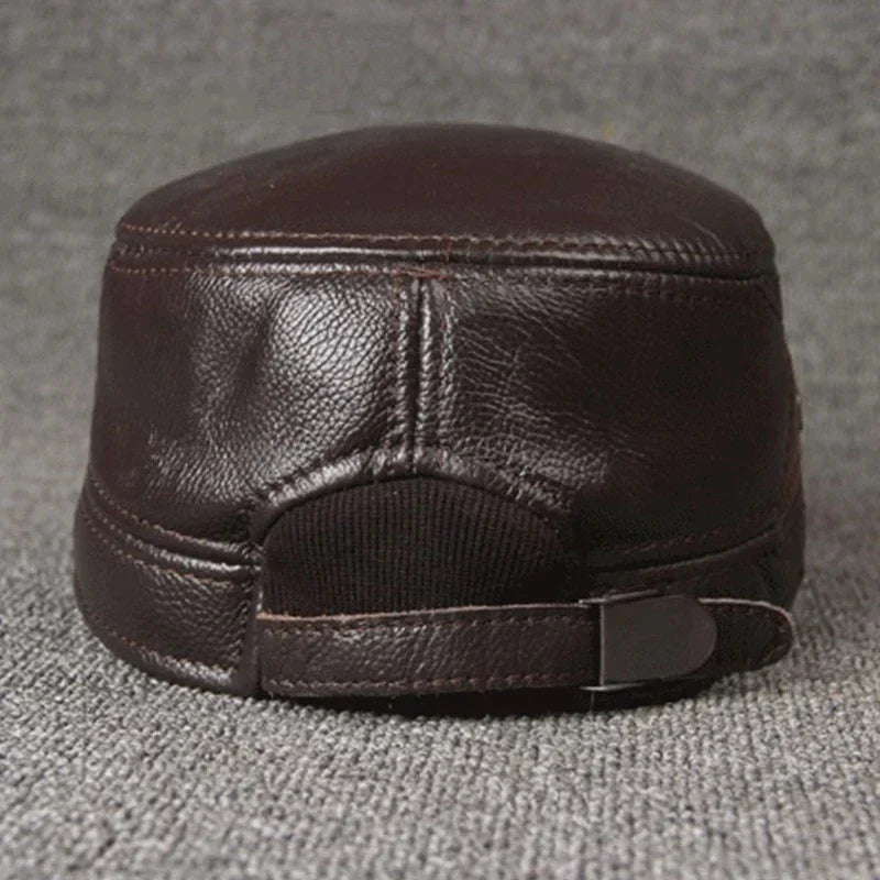 Adjustable Size Leather Baseball Cap Men's Winter Hat New Thicker Warm Cowhide Simple Fashion Male Bone Snapback Dad's Hats