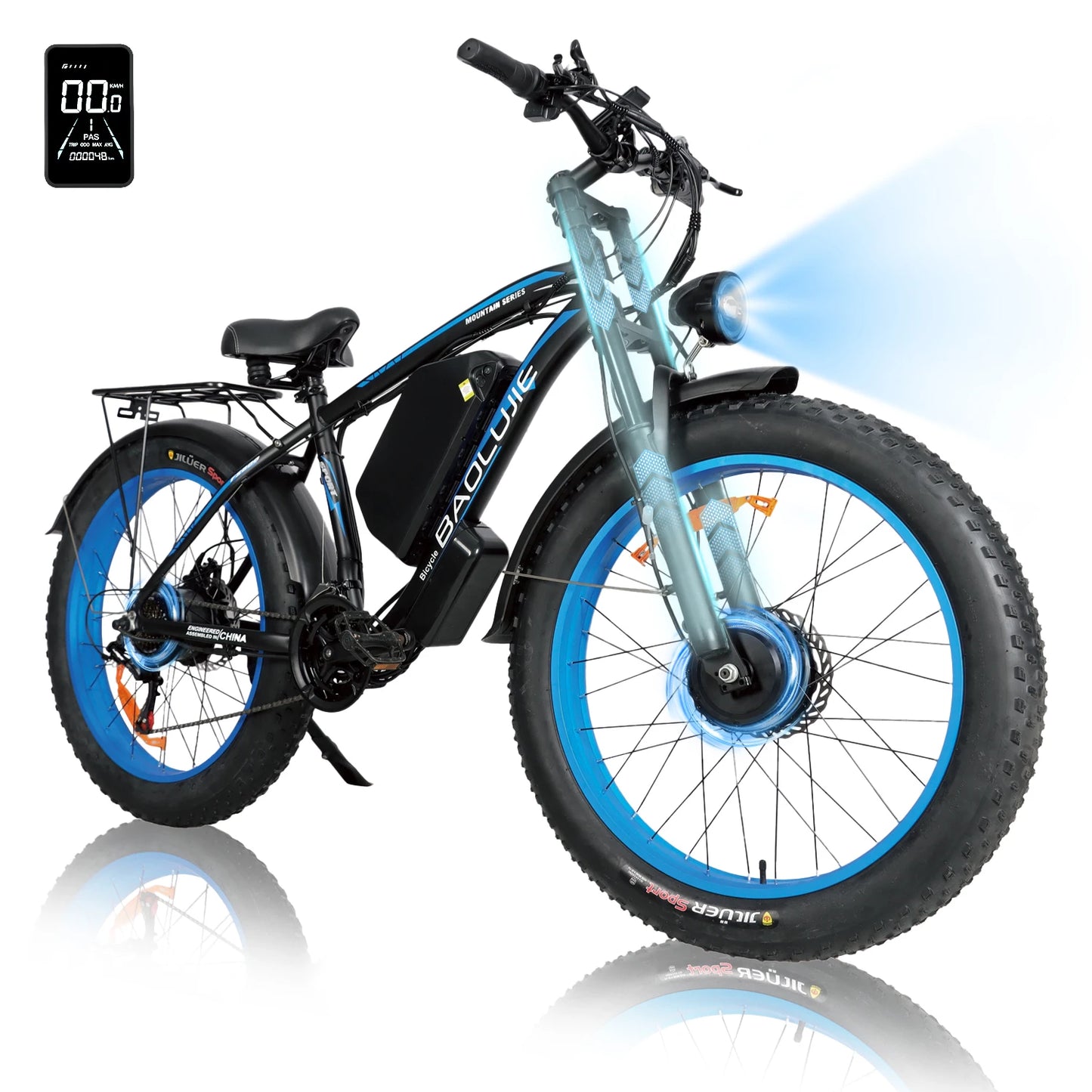 BAOLUJIE 1200W/5000W Ebike Mountain Ebike Fat Tire 48V/52V Battery Electric Bicycle Max 38MPH Electric Bike for Adults Off-road
