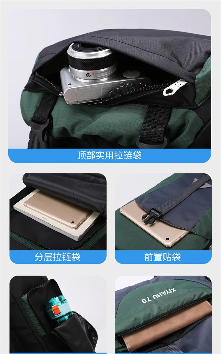 70L Outdoor Hiking Mountaineering Bag Large Capacity Waterproof Sports Travel Backpack Men Women Camping Climbing Bags Rucksack