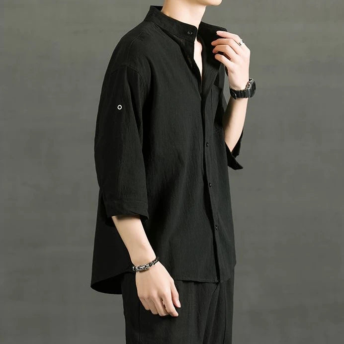 Shirts For Men White Man Shirt Plain With Pocket Linen And Cotton Half Sleeve Social Fashion Summer Designer Sale Xxl Casual Hot