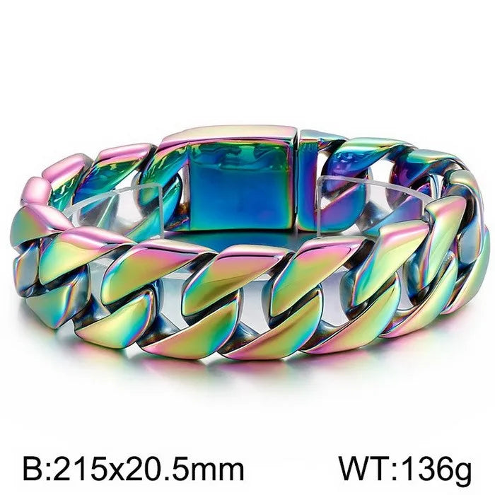 HAOYI Dropshipping 20mm Gold Color Bracelet Bangle Men's Heavy Chunky Link Chain Bracelet Fashion Jewelry Gifts