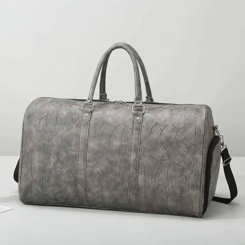 Soft Leather Travel Bag Large Capacity Fashion Weekend Bag Handle Bag Lightweight Sports Gym Bag With Separate Shoe Compartment