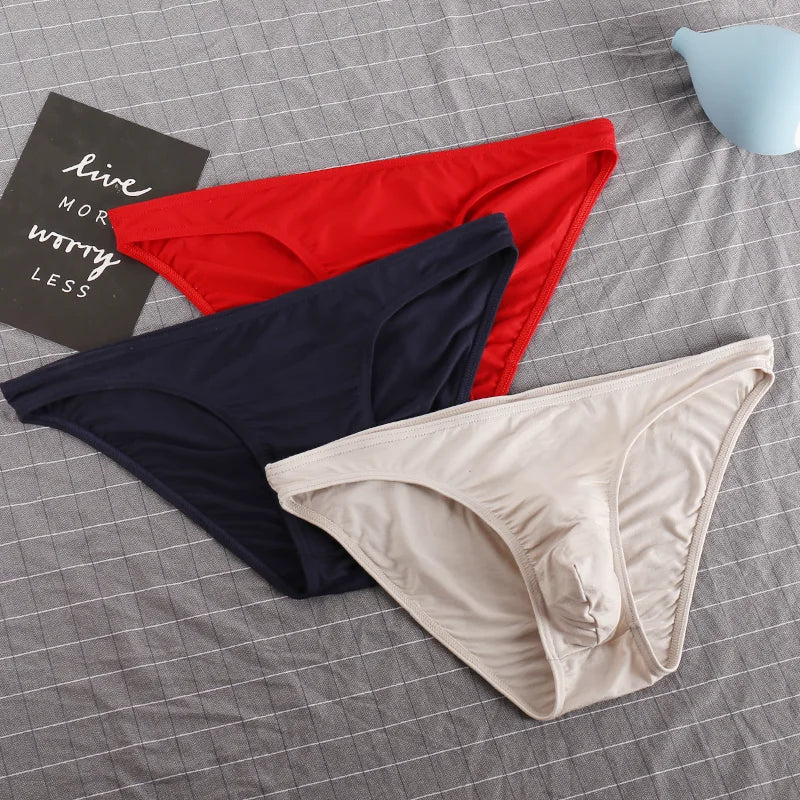 3 Pcs Pouchsexy Underwear Cotton Briefs para hombre Mens Bodysuit Male Comfortable Solid Underpants Breathable for man for boys