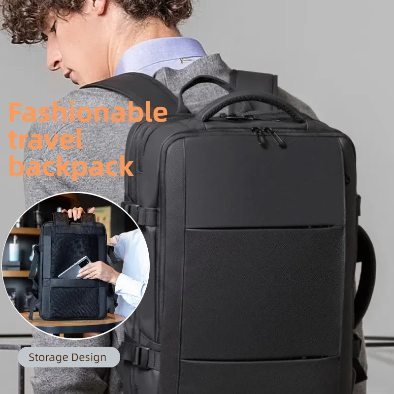 Men's travel backpack waterproof business school expandable laptop bag large capacity USB port stylish casual backpack forTravel