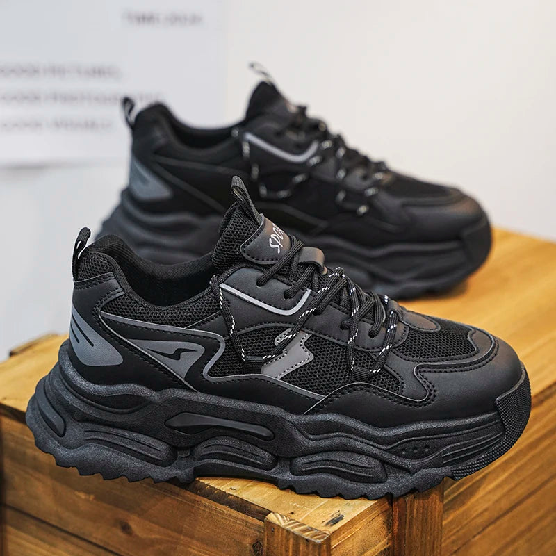 Men Sneakers 2025 Autumn New Mesh Breathable Running Sport Shoes Light Soft Thick Sole Hole Man Casual Shoes Athletic Sneakers