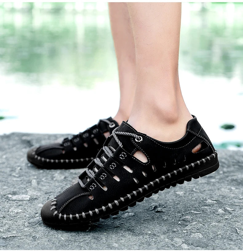 Men Leather Sandals Comfortable Outdoor Casual Shoes 2022 Summer Beach Casual Walking Male Sneakers Men Beach Casual Sandals