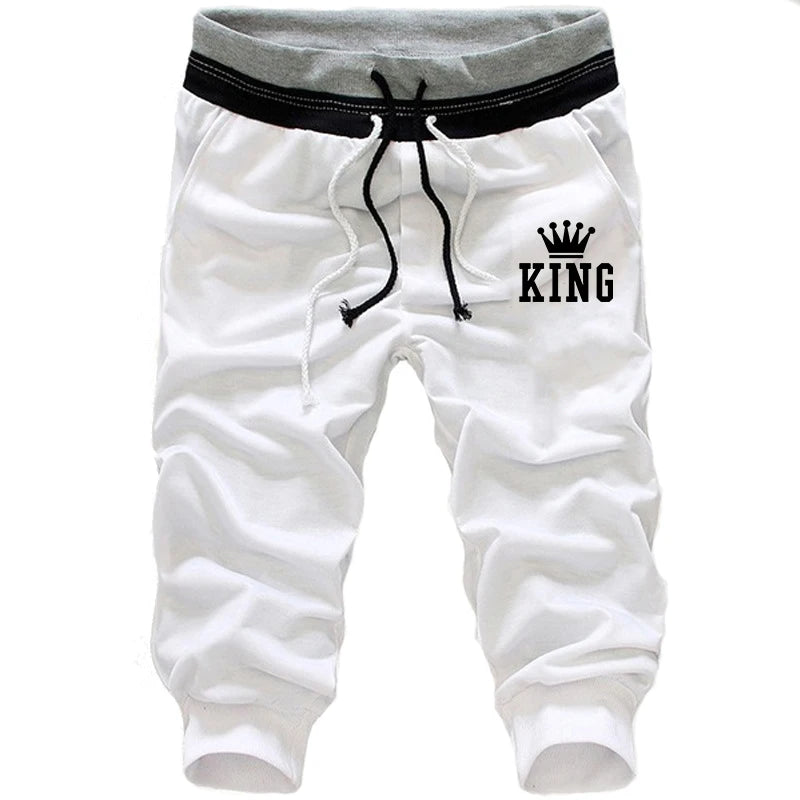 Men’s Shorts Fashion Casual Jogging Elastic waist Shorts Drawstring Loose Shorts Summer Knee Length Shorts