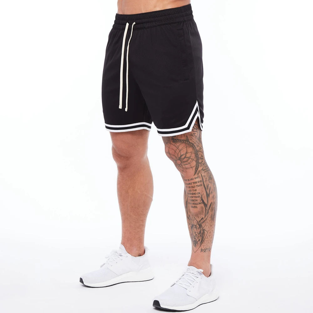 Mens Basketball Shorts Summer Gym Fitness Sports Training Running Workout Quick-Drying Jogger Male Orange Five-Point Short Pants
