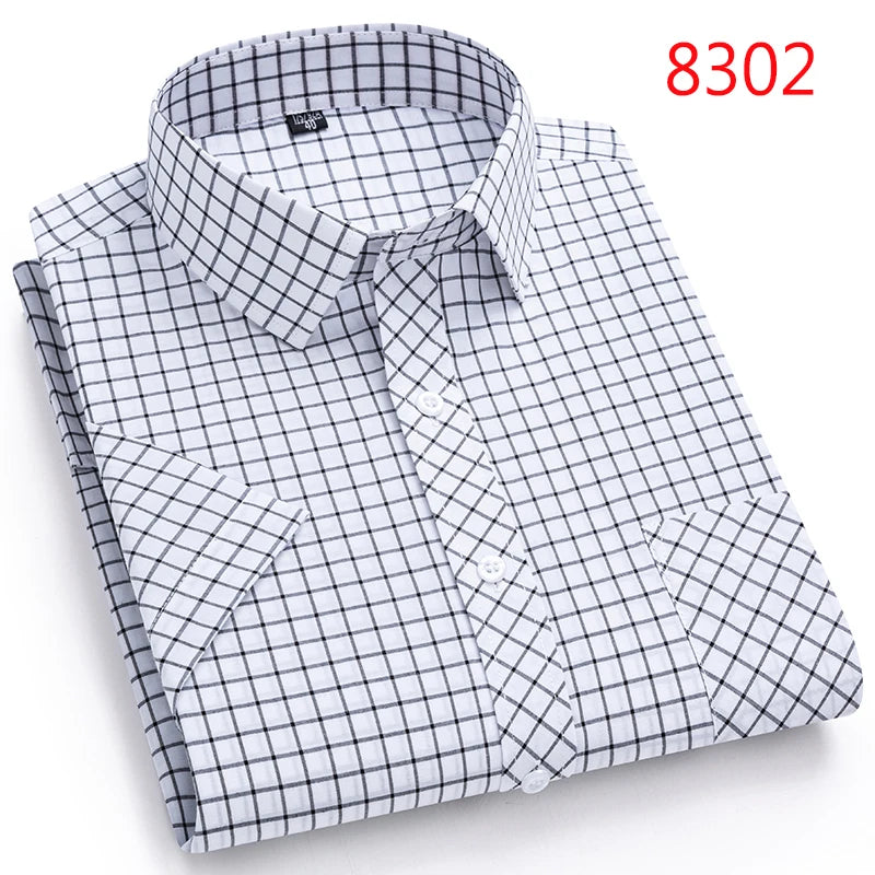 New Casual Shirts For Men Cotton Plaid Short Sleeve Elegant Business Dress Smart Summer Men Clothes England Fashion Top Shirts