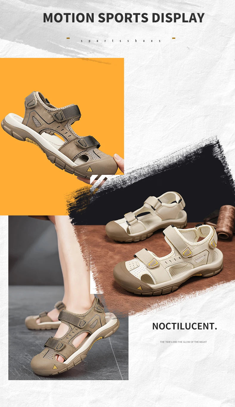 New Fashion Summer Casual Men's Shoes Beach Sandals Quality Closed Toe Sandals Soft Breathable Large Size Men Sandals Size 38-46