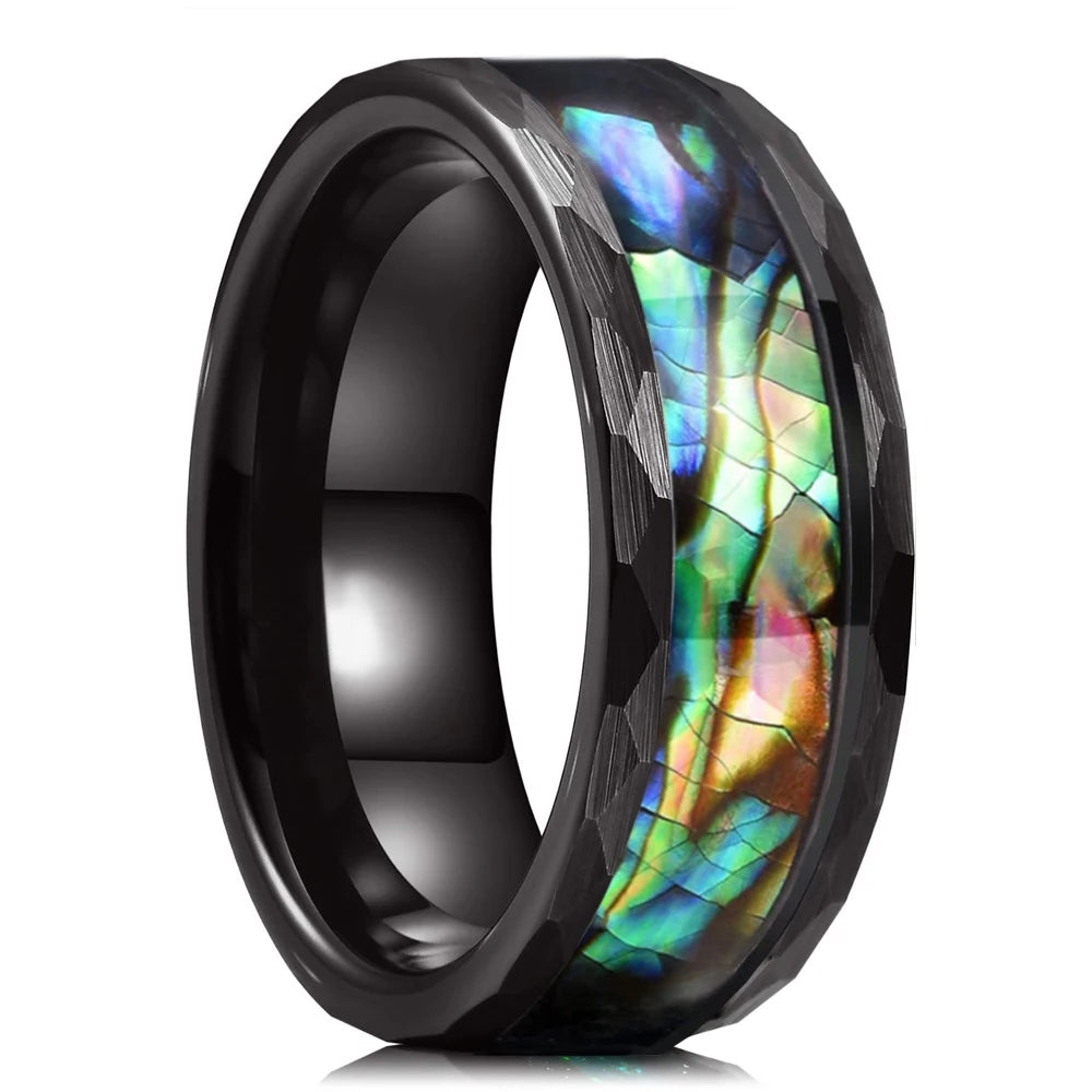 Fashion Viking Tree Of Life Stainless Steel Abalone Shell Rings For Men Odin Norse Viking Rune Rings Retro Amulet Jewelry Gift