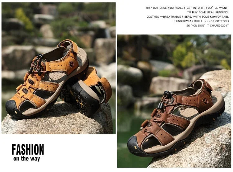 Sandals Summer New Men'sHollow Breathable Sandals Slippers Outdoor Baotou Beach Shoes Dad's Shoes Mens Shoes sandalias2024