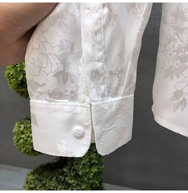 Men's High-end Shirt Spring and Autumn Summer Long-sleeved Handsome Dark Pattern Shirt Slim and Trendy Brand Versatile Top