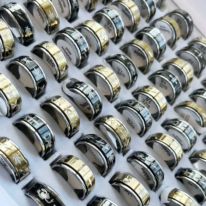 10Pcs/Lot Factory Wholesale Mixed Pattern Style Stainless Steel Ring For Men and Women Jewelry Rings Lot Never Fade