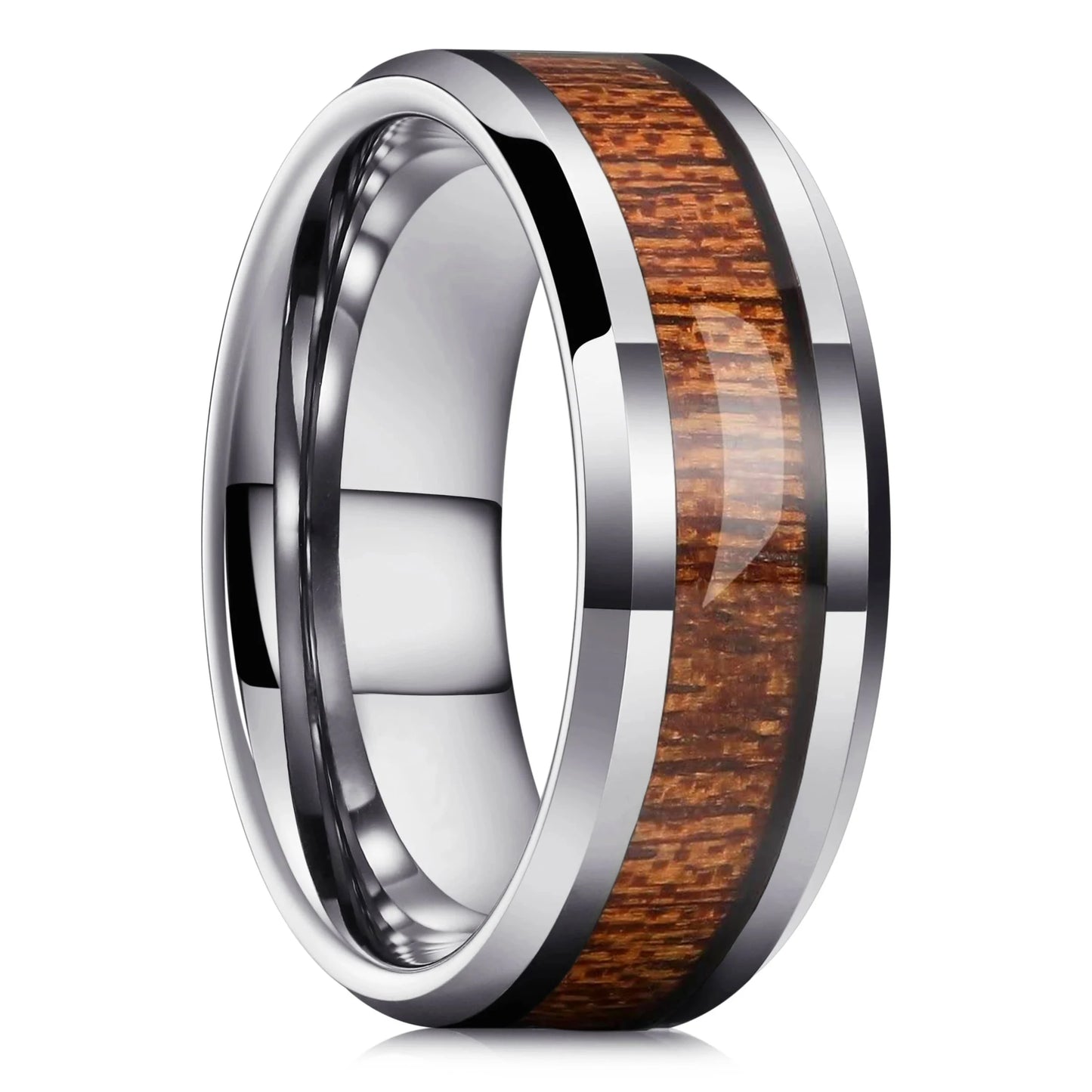 8mm Blue Turquoise Inlay Stainless Steel Ring for Men Vintage Wedding Band Engagement Jewelry Wedding Jewelry Drop Shipping