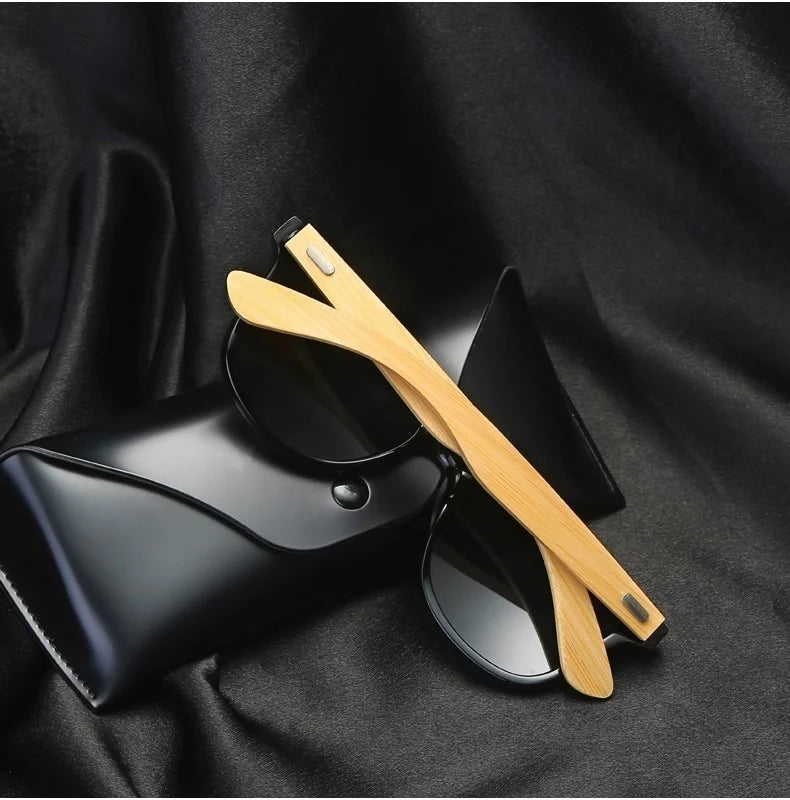 Classic Wood Bamboo Sunglasses Men Women Polarized UV400 Vintage Driving Sun Glasses Black Fishing Eyewear UV400 Eyeglasses