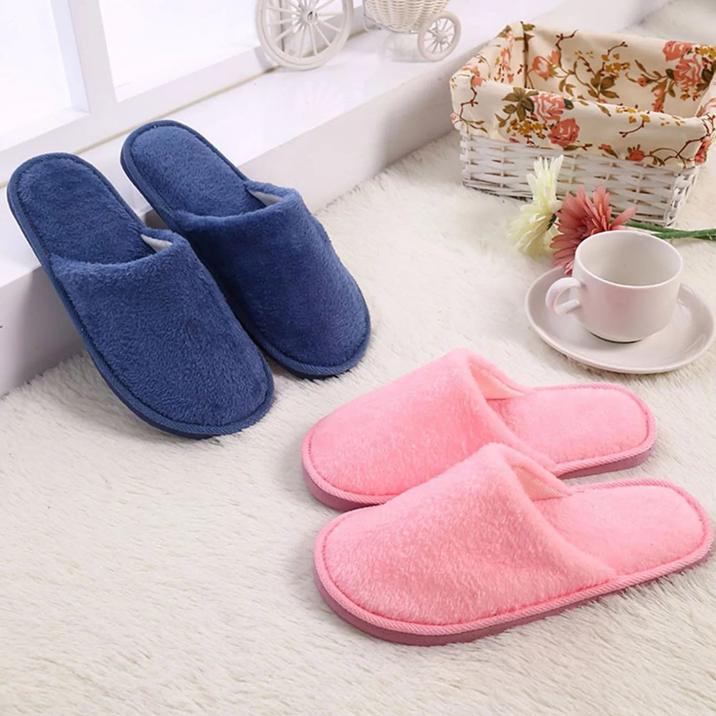 Men's Winter Slippers Warm Bedroom Plush Shoes Home Floor Soft Indoors Thin Velvet Solid Color Non Slip Half Drag Slipper