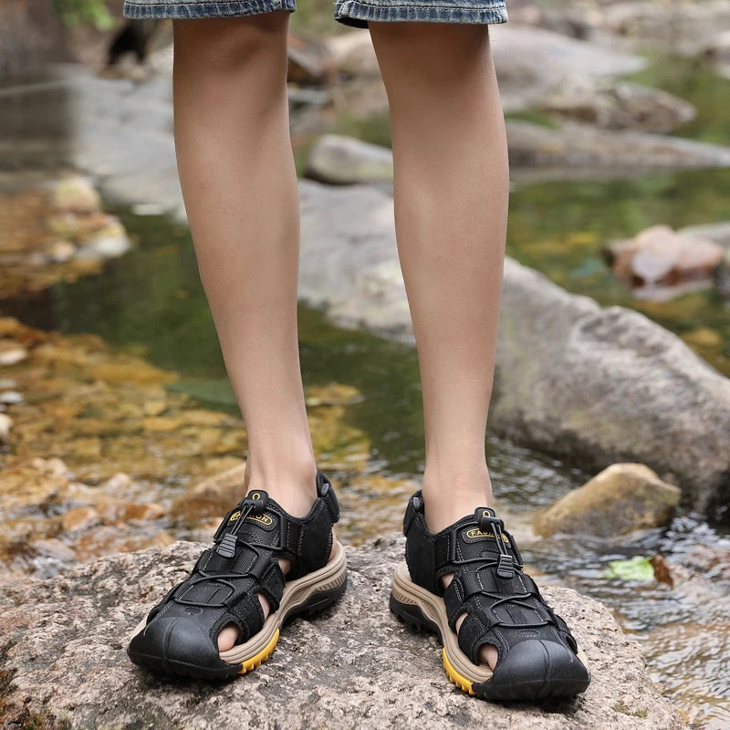 Summer Men Sandals Genuine Leather Mens Casual Shoes Outdoor Men Leather Sandals for Men Beach Shoes Roman mens Shoes