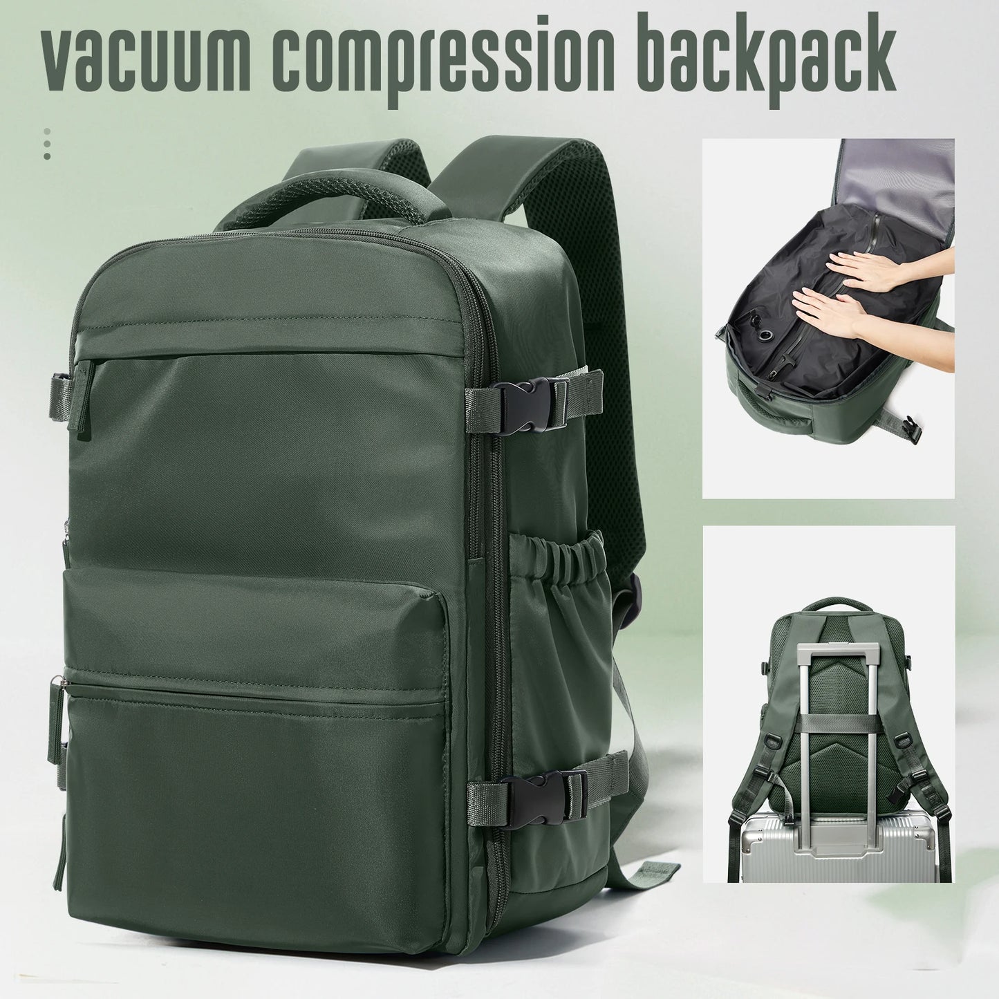 Vacuum Backpack Travel Bag for Men Large Capacity Backpack Business Laptop Backpack Women Men Expandable Backpack School Bag
