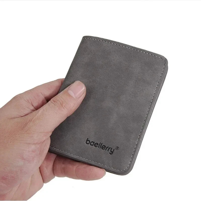 New Baellerry Wallet for Men PU Leather Front Pocket Minimalist Money ClipTravel Essentials Black blue brown gray four colors