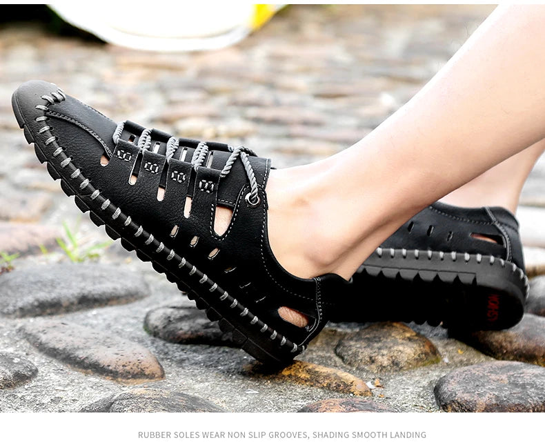 Men Leather Sandals Comfortable Outdoor Casual Shoes 2022 Summer Beach Casual Walking Male Sneakers Men Beach Casual Sandals