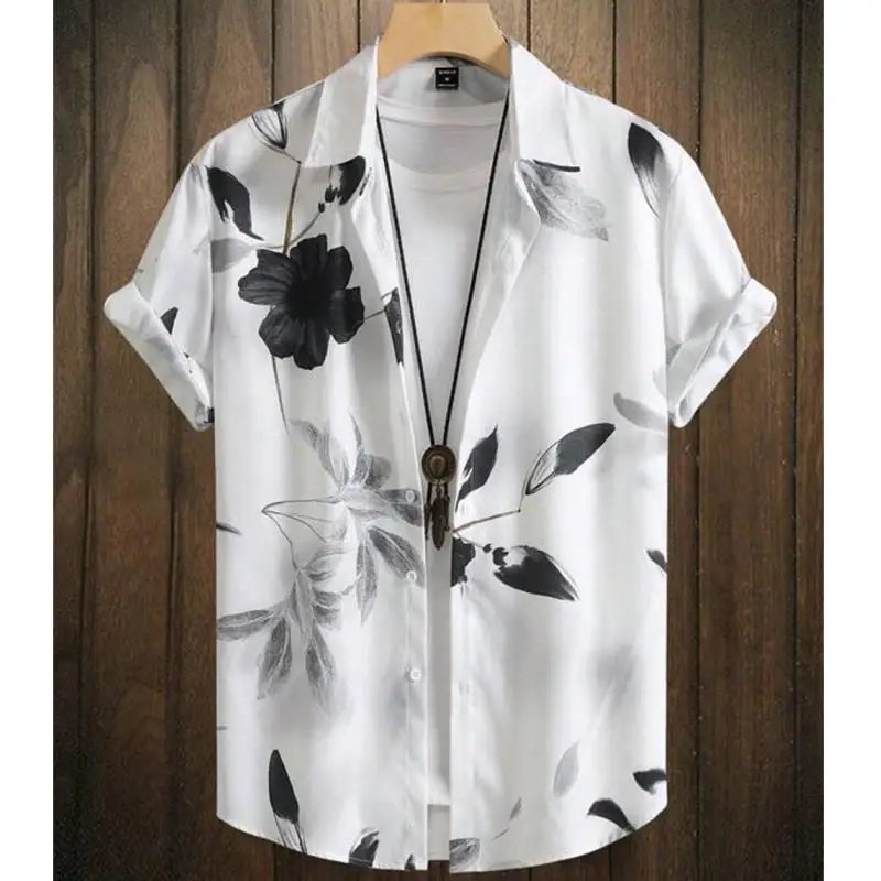 Fashion Shirt for Men 3d Ink Painting Prints Men'S Clothing Daily Casual Short Sleeve Beach Party Sweatshirt Street Hawaii Shirt