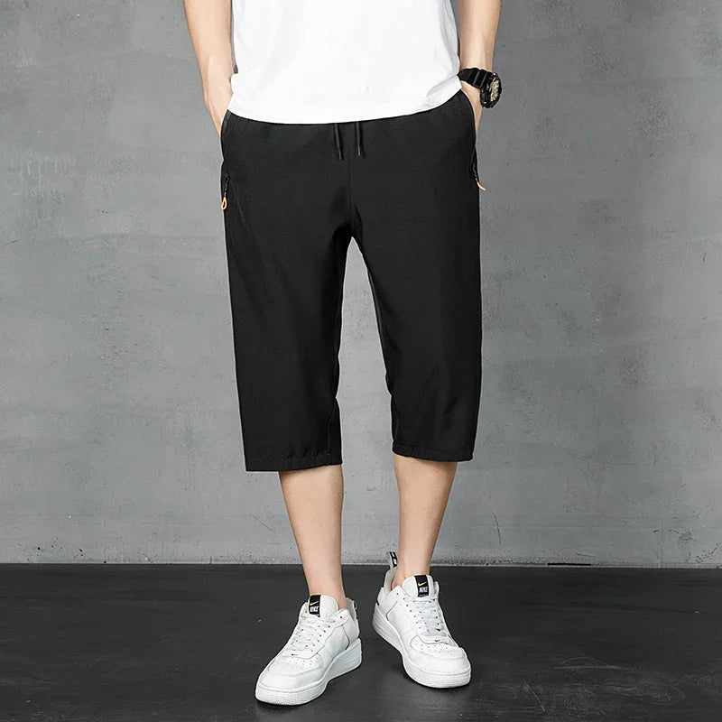 Men's Shorts Summer Thin Soft Cropped Pants Sports Casual Straight Shorts Oversize Sweatpants Quick Drying Jogger