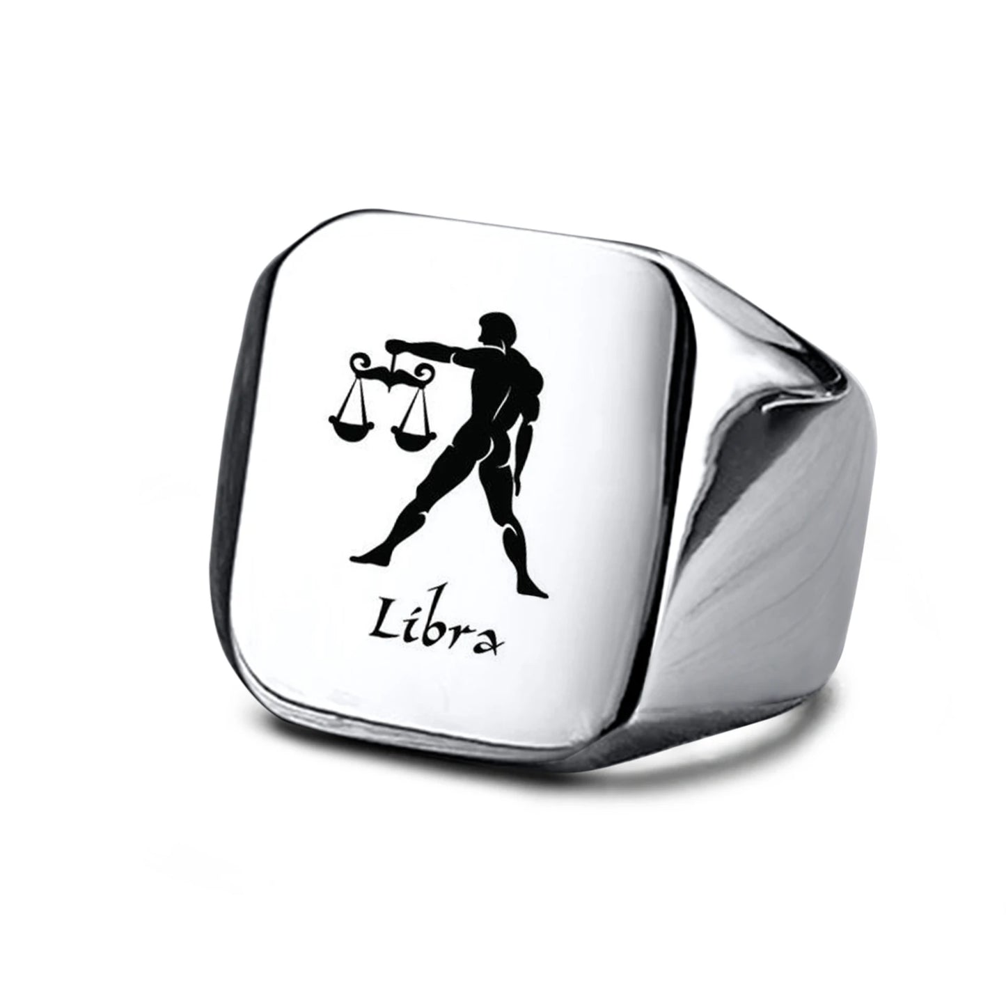 Vnox 18mm Signet Ring For Men Women, The Zodiac 12 Horoscope Constellation Sign Finger Band, Stainless Steel Aries Punk Ring
