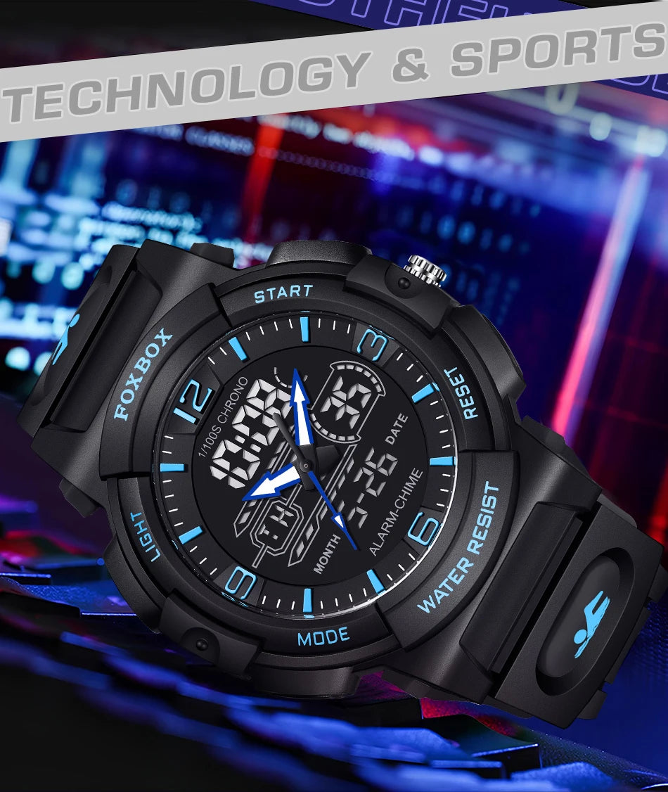 LIGE New Watches For Men 50M Waterproof Clock Alarm reloj hombre LCD Dual Display Wristwatch Quartz Military Sports Mens Watches