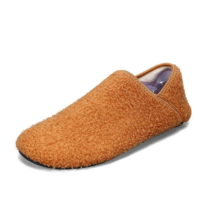 Men Winter Slippers Women Warm Shoes Soft Plush Flats Casual Shoes Male Loafers Lightweight Home Walking Couples Shoes Footwear